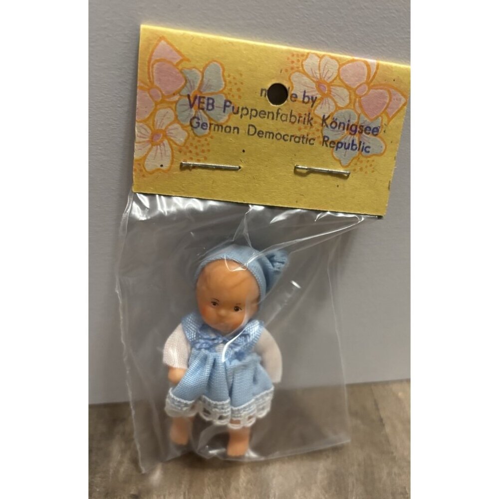 Vintage VEB Puppenfabrik Konigsee GDR 3" Miniature Rubber New In Package